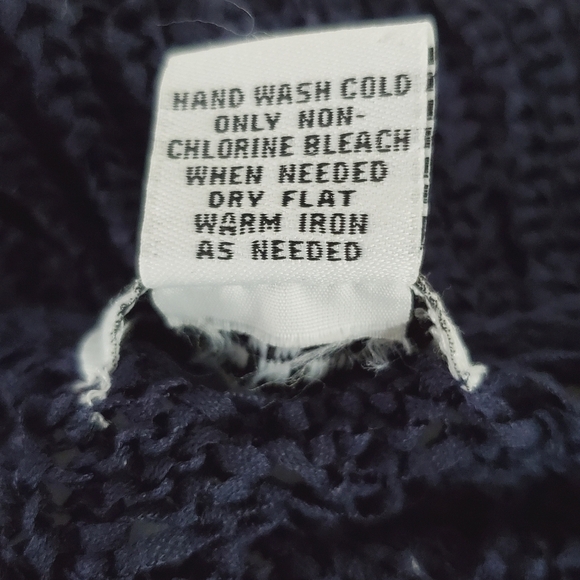 Plus Size 2X Long Sleeve Ruffle Trim Open Front Cardigan Navy Sweater Romantic - Picture 9 of 11